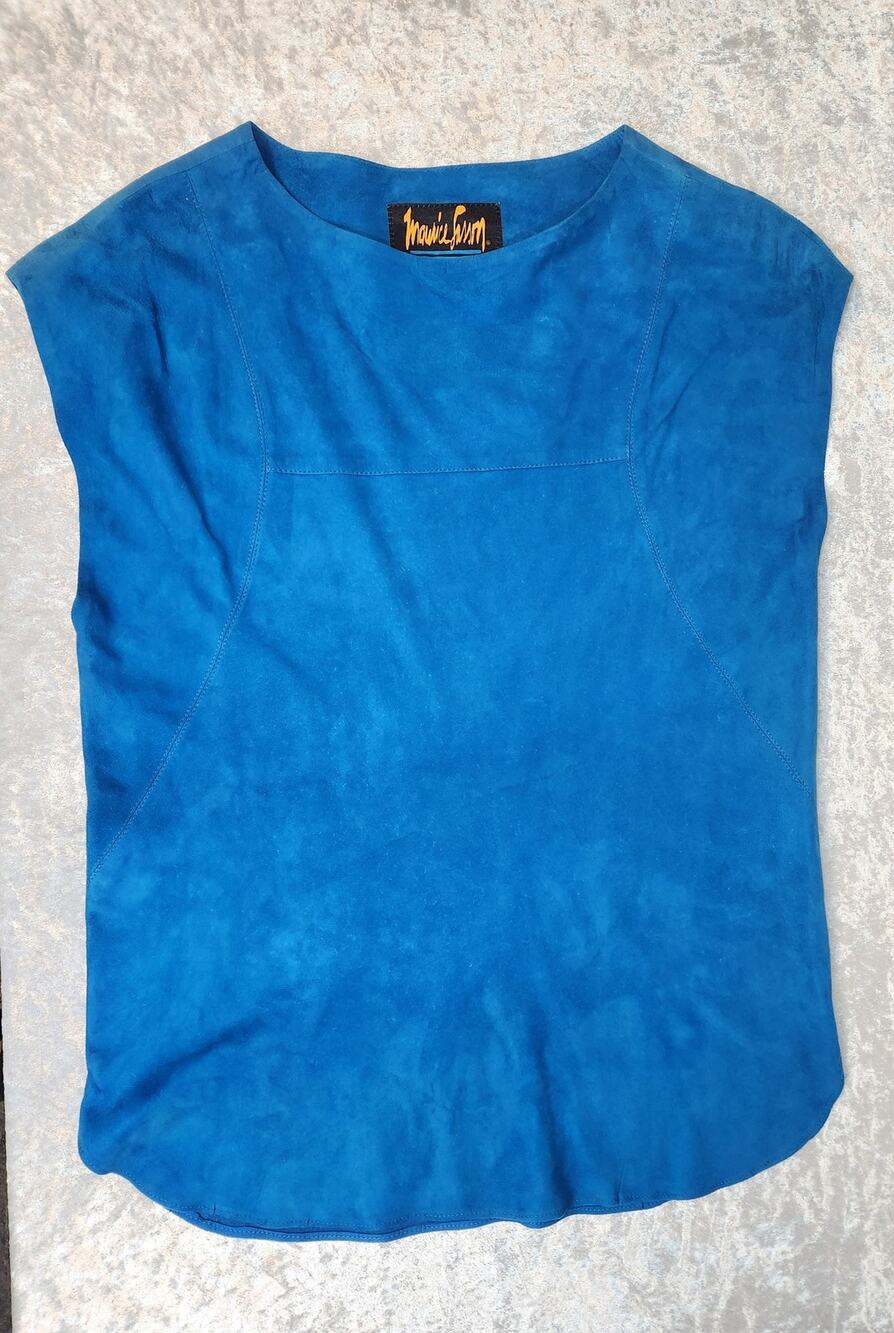 Vintage NWT Maurice Sasson Blue Suade Top -Small
